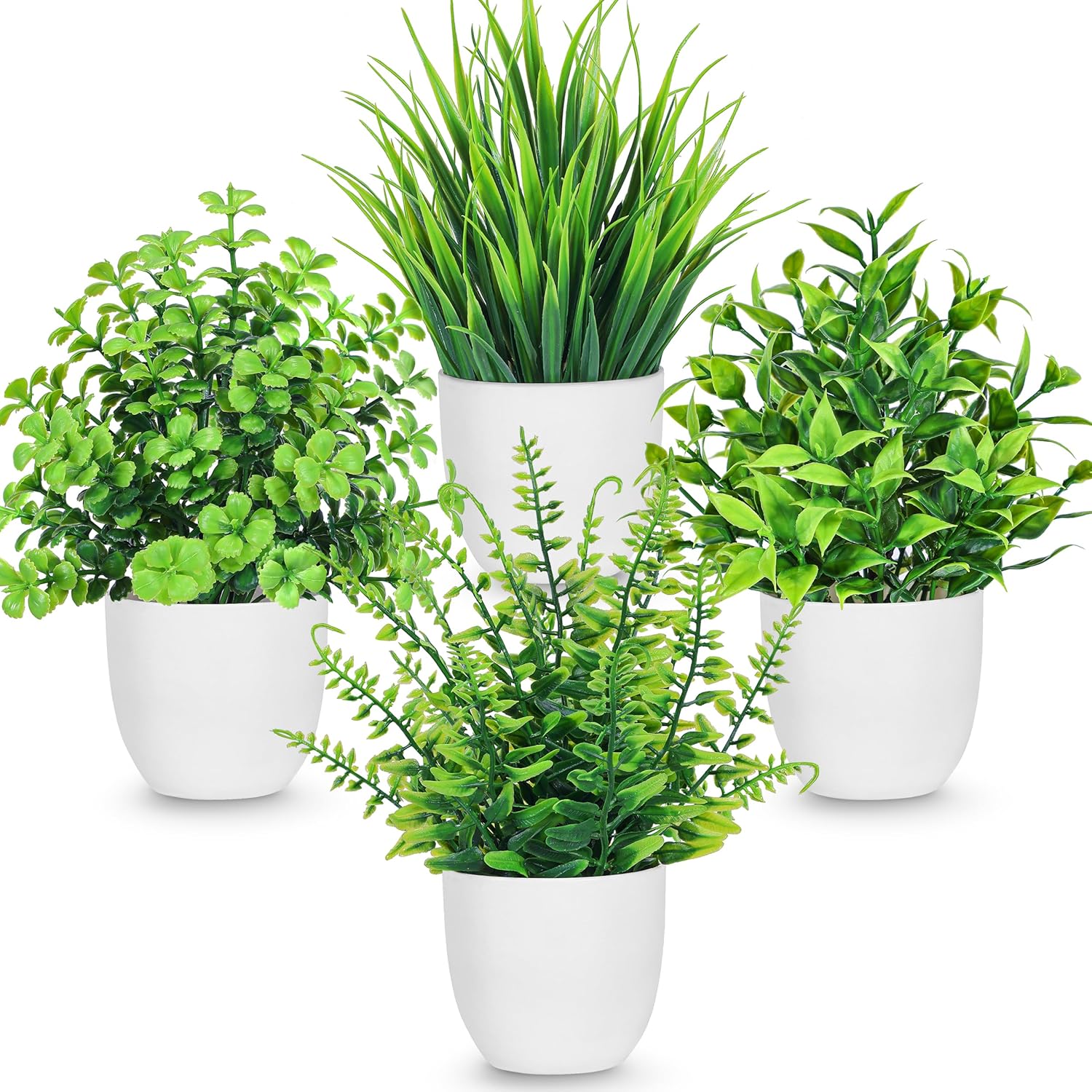 Der Rose 4 Pack Fake Plants Small Artificial Plants in Pots Faux Plants Indoor for Home Kitchen Table Bathroom Decor Accessories