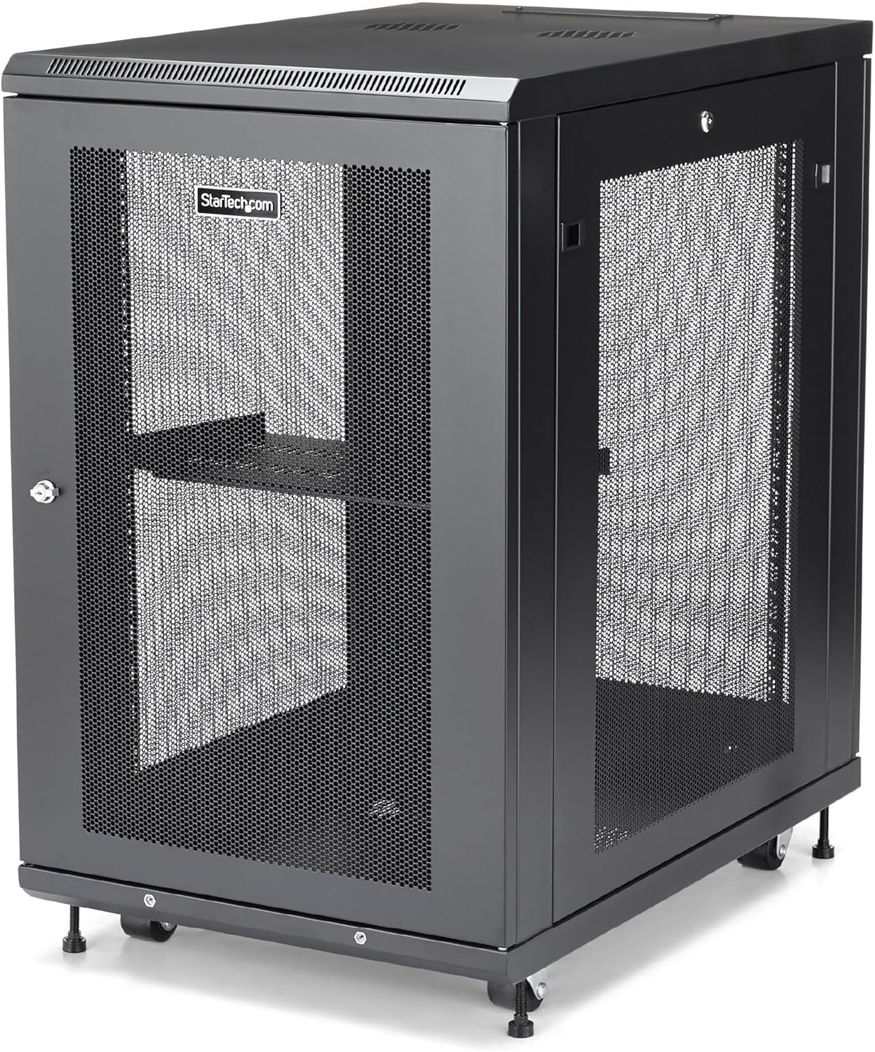 StarTech 18U Enterprise-Grade Server Rack Cabinet Kit, 19in Enclosed 4-Post Rack with Shelf and Cable Management, 29in (75cm) Mounting Depth, 992lb (450kg) Capacity