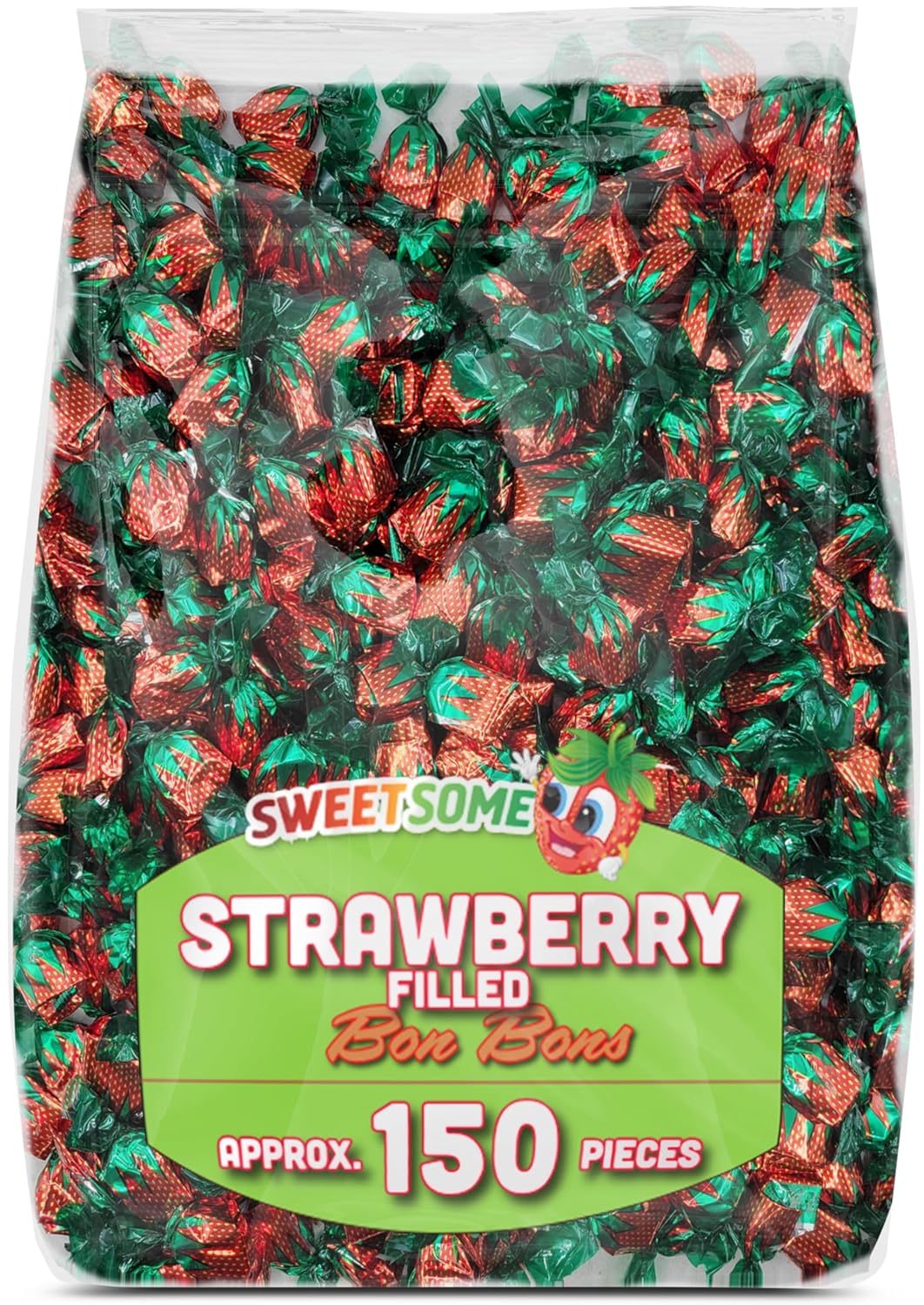 Sweetsome Bulk Strawberry Bonbons – Individually Wrapped, Old Fashioned Classic Hard Candy with Sweet Strawberry Filling – Perfect for Candy Dishes, Events & Resale (2 lbs)