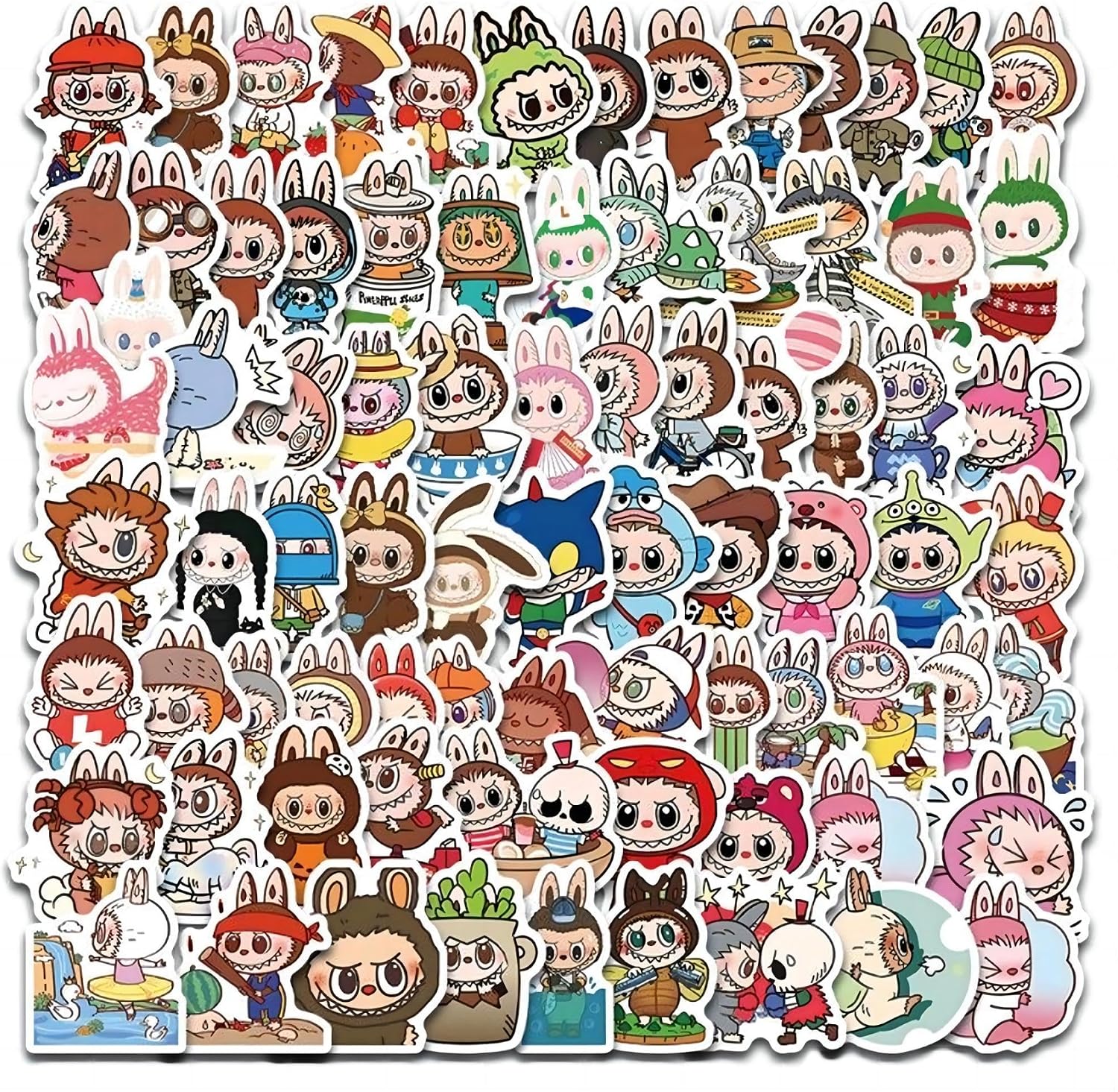 160 pcs Waterproof Cartoon Stickers for Labubu, Cool Vinyl Decal for Teen Water Bottler Sticker Adult Waterproof Girl Laptop Skateboard Phone Guitar Bike Travel Case