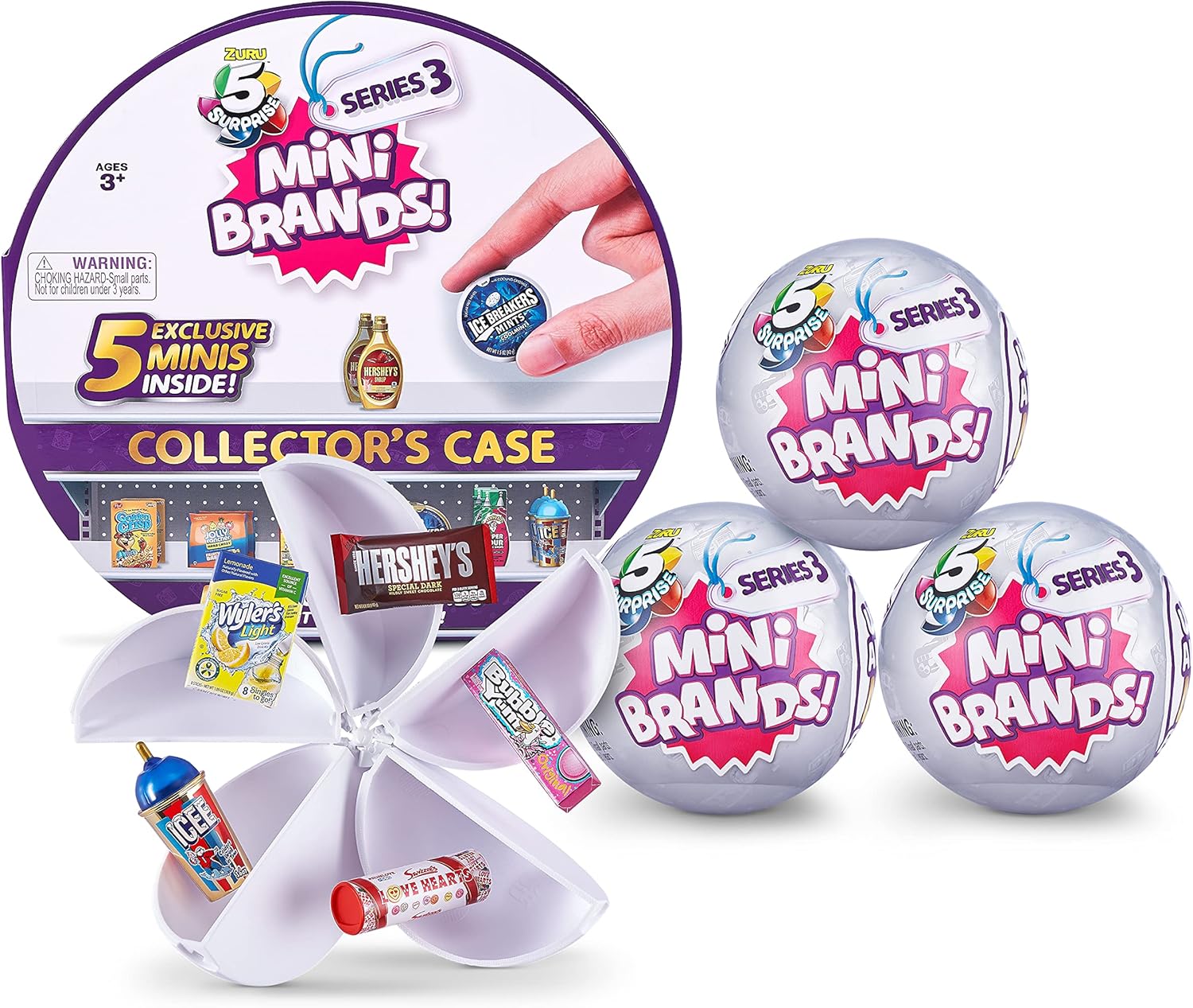 5 Surprise Mini Brands Series 3 Collector's Kit - Amazon Exclusive Mystery Capsule Real Miniature Brands by Zuru (3 Capsules + 1 Case),Multi