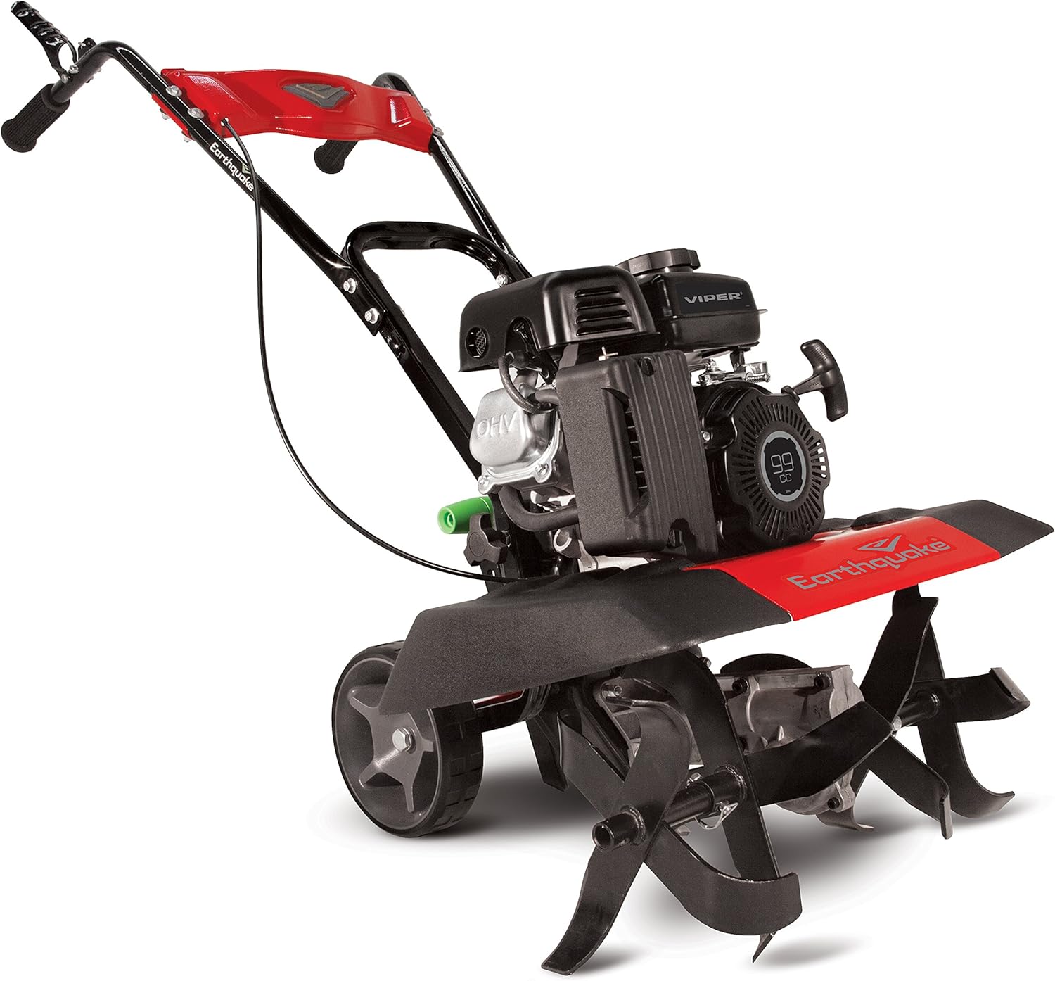 Earthquake 20015 Versa 2-in-1 Tiller Cultivator with a 99cc 4-Cycle Viper Engine, 2-in-1 Front Tine Tiller and Cultivator, Removable Side Shields and Outer Tines