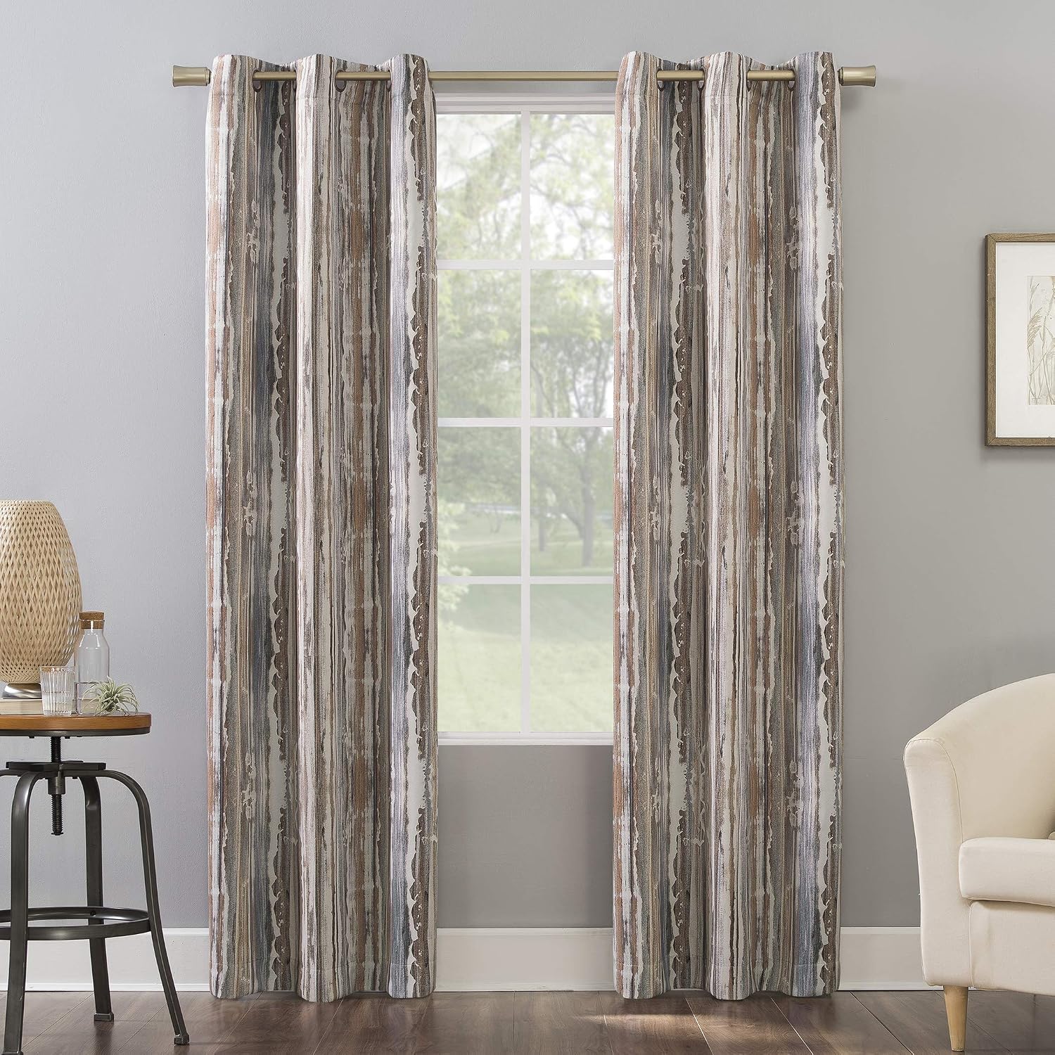 Sun Zero - 56574 Artifact Abstract Painting Blackout Grommet Curtain Panel, 40" x 84", Cedar Orange