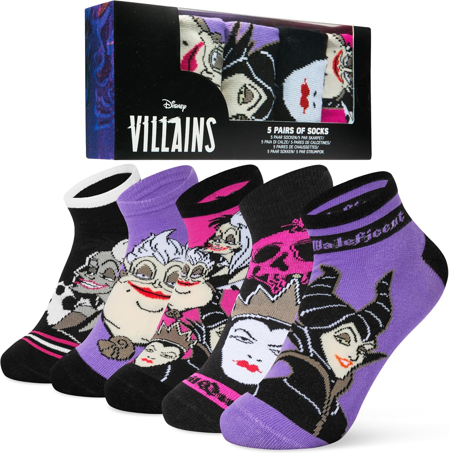 Disney Womens Ankle Socks, Soft and Breathable Socks Pack of 5 - Gifts for Her