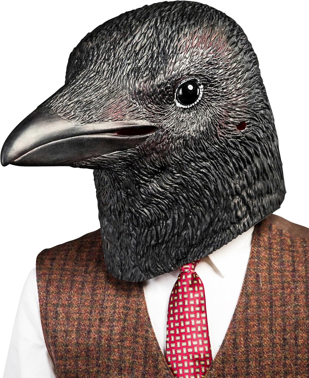CreepyParty Crow Mask for Adults, Natural Latex Crow Costume Mask for Halloween Parties and Cosplay