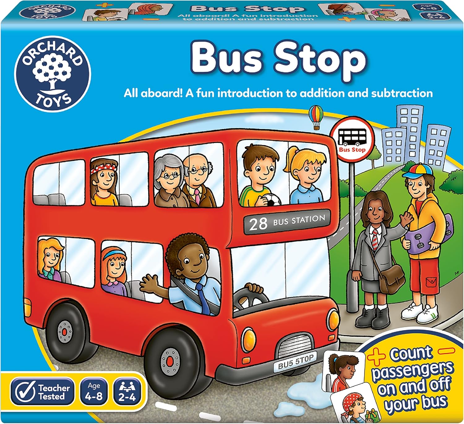 Orchard Toys Bus Stop Game, Educational Addition and Subtraction Maths Game, Teacher Tested, Perfect for Children Aged 4-8, Educational Toy Game