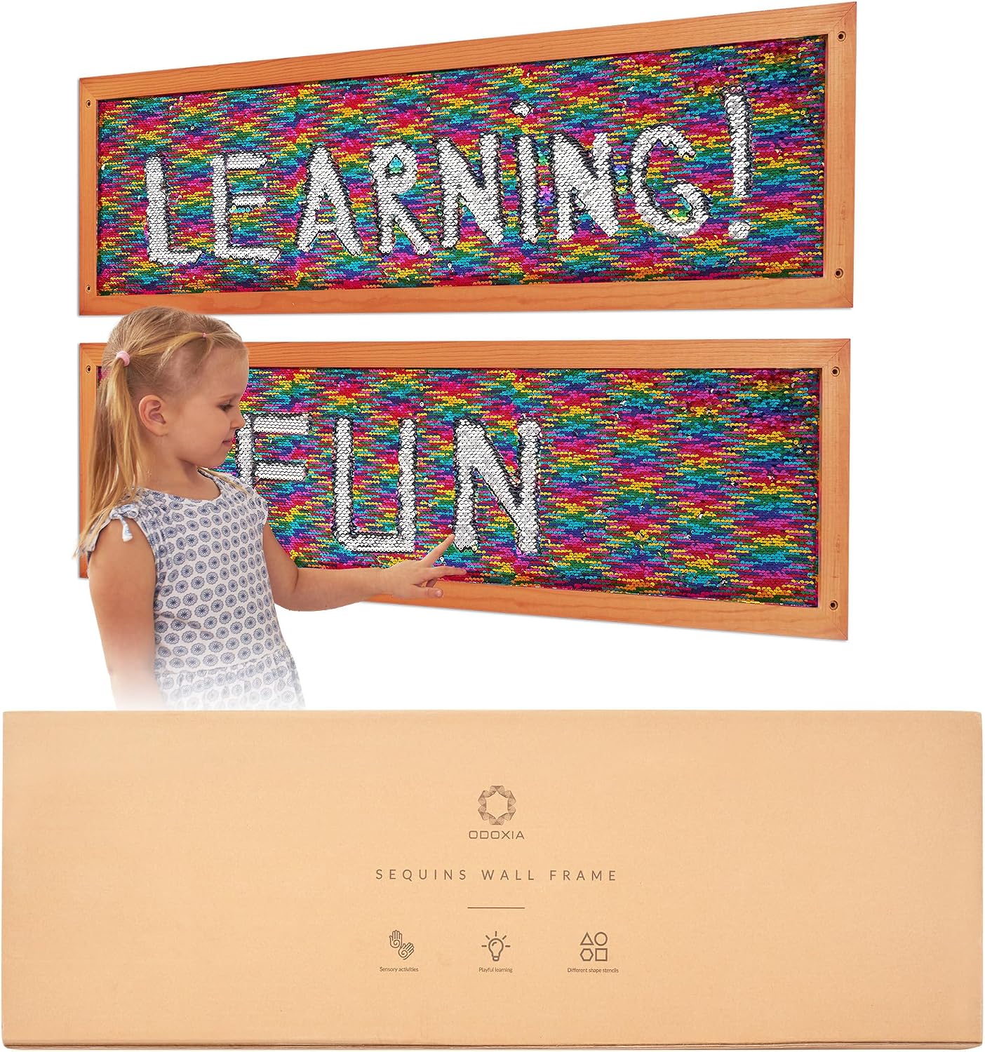 ODOXIA Sensory Wall Frame | Reversible Sequin Board for Kids | Sensory Wall and Room Board