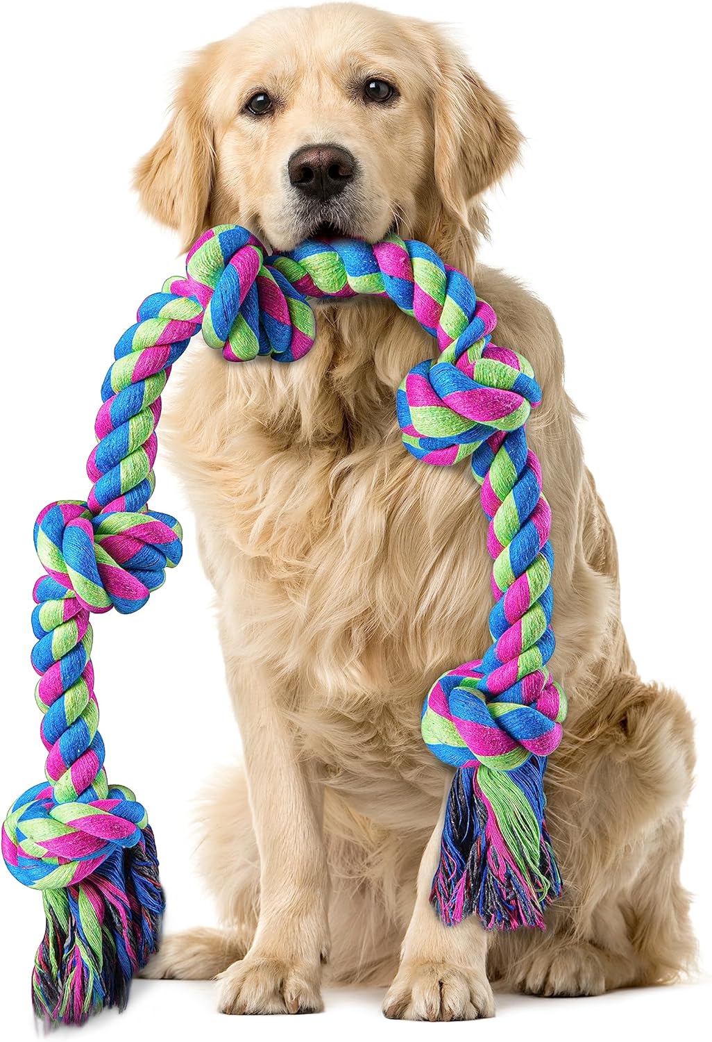 Aitmexcn Rope Toys for Large Medium Dogs, Indestructible Chew Toy, 37 Inch 5 Knots Tough Tug Toy for Teeth Cleaning, Tug of War