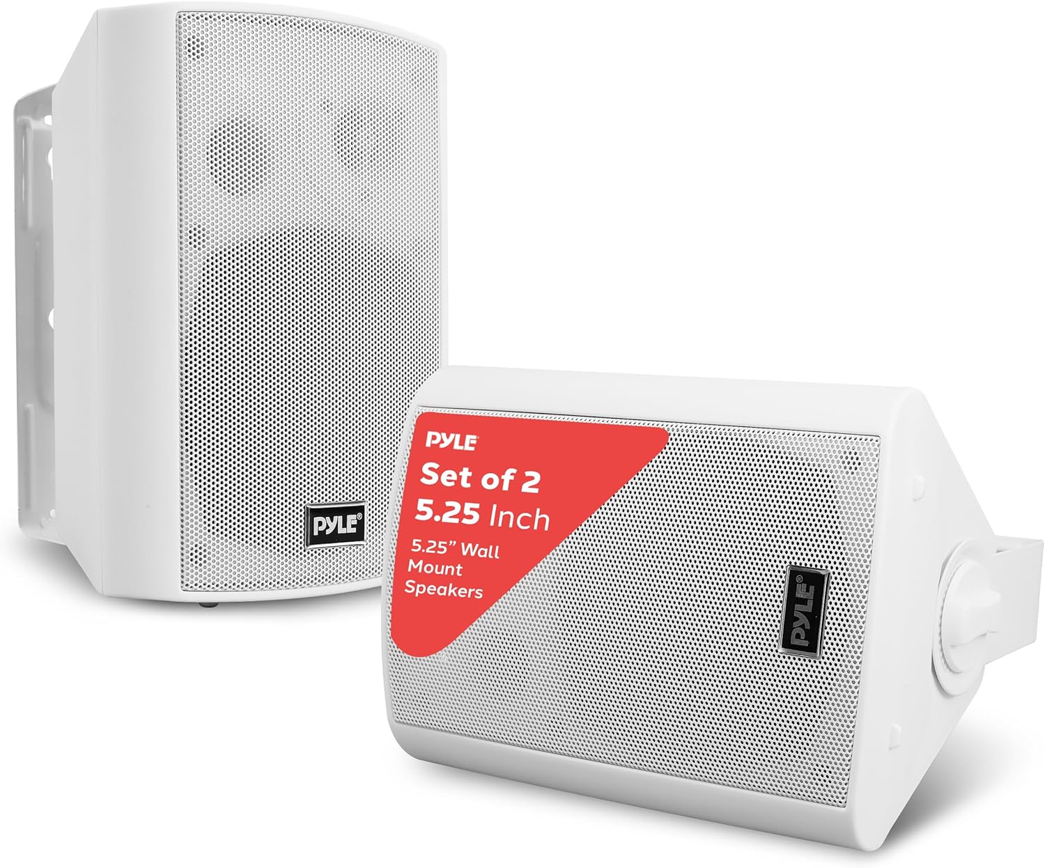 Pyle 5.25" Wall Mount Bluetooth Speakers, Waterproof Indoor/Outdoor Speaker System, 240W Max, Marine Grade, Wireless Music Streaming, Full Range Stereo, Suitable for Patio, Poolside, Home (White Pair)