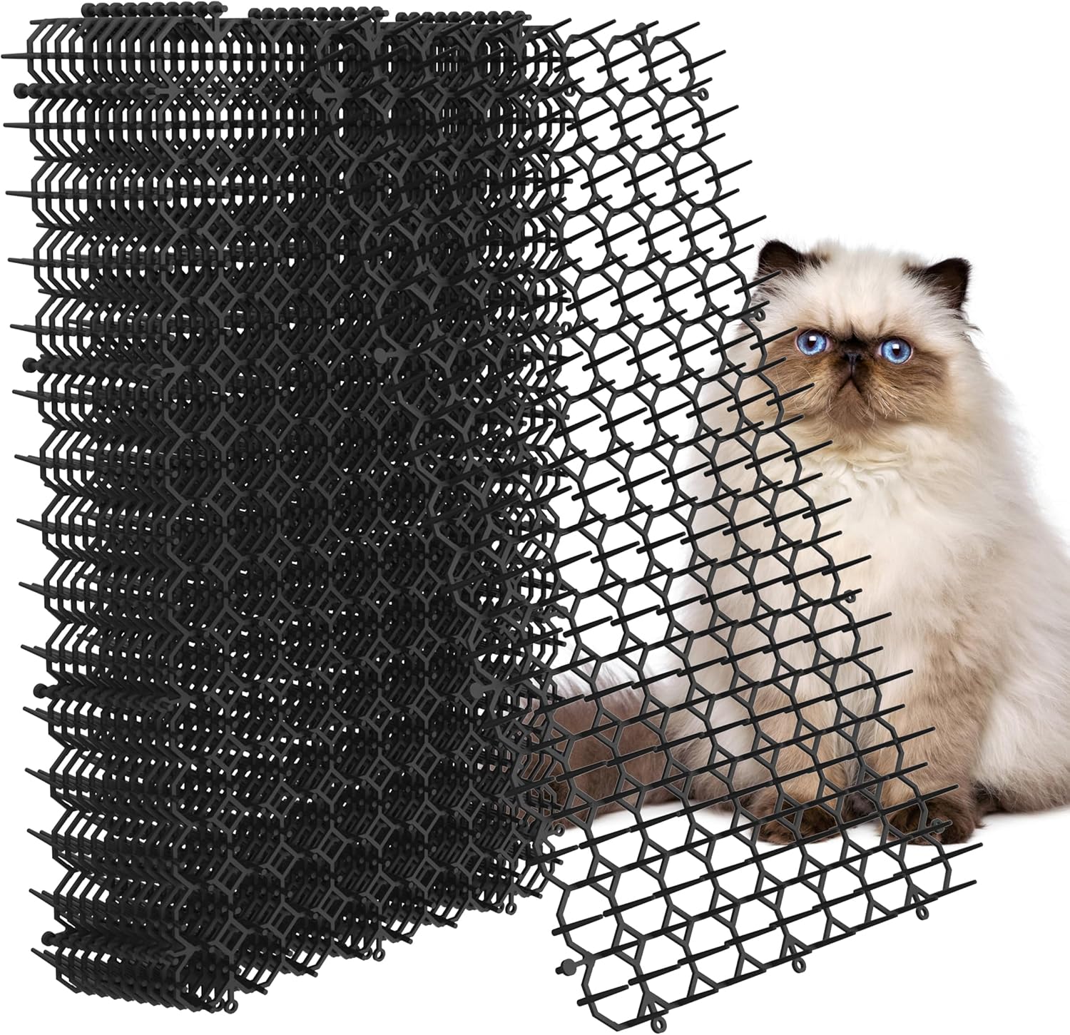 Hmyomina 16 x 8 Inch Scat Mat for Cats, 12 Pack Cat Scat Mat with Spikes - Deterrent Mat for Cats and Dogs - Cat Deterrent Outdoor & Indoor