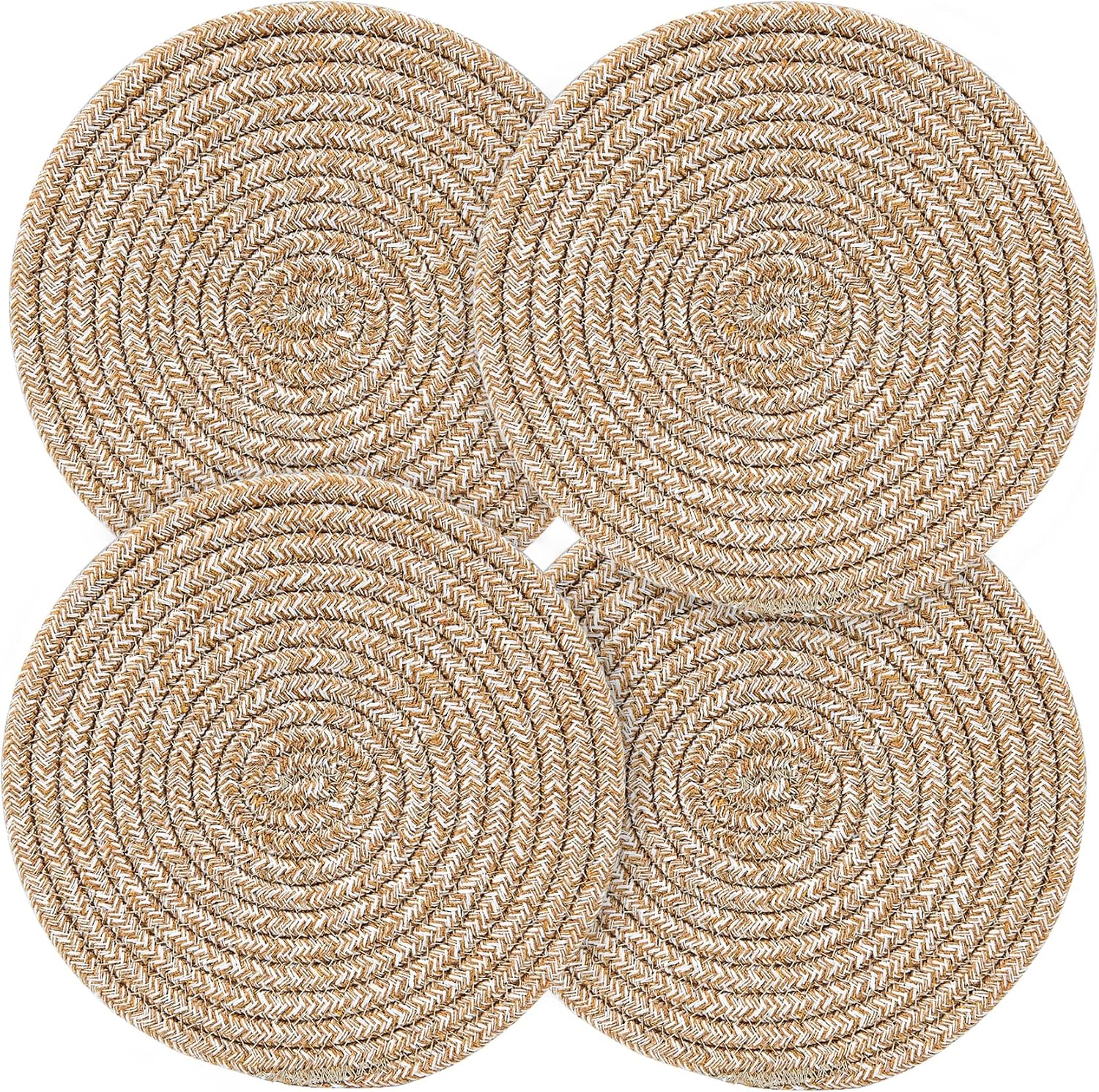 Pot Holders Trivets Set 4 Pcs, Potholders for Kitchens, 100% Pure Cotton Thread Weave Trivets for Hot Dishes/Pot/Bowl/Teapot/Hot Pot Holders, 7.9 Inches