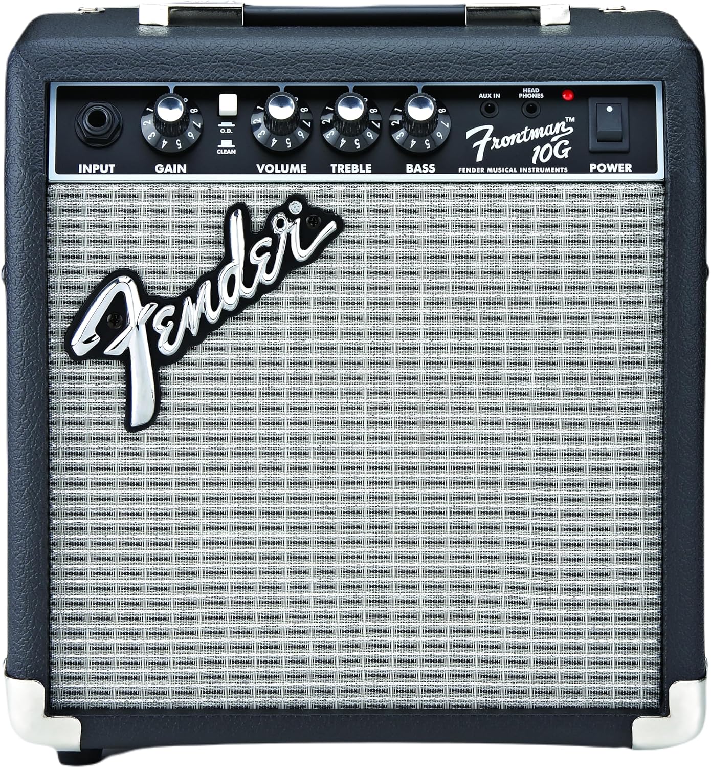 Fender Frontman 10G, Combo Guitar Amp, 10W, Small Practice Amp, Suitable for Electric Guitar, Black/Silver