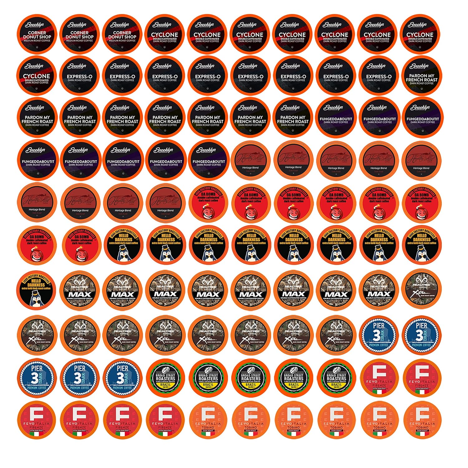 Two Rivers Coffee Bold Roast Coffee Pods for Single Serve Coffee Pod Brewers Including 2.0, Variety Sampler Pack, 100 Count