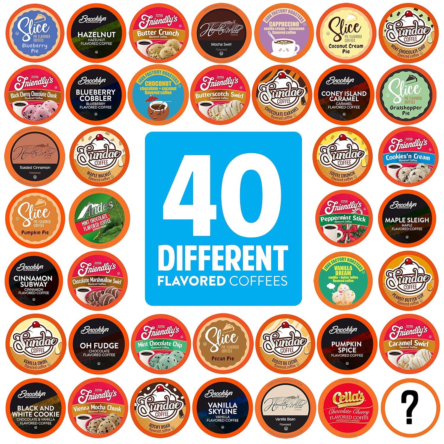 Two Rivers Coffee Flavored Coffee Pods Compatible with Keurig K Cup Brewers, Assorted Variety Pack Flavored Coffee, 40 Count