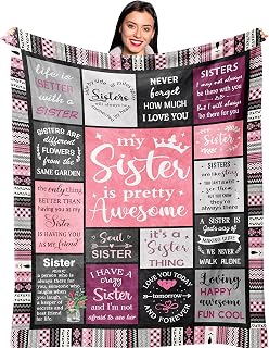 Sister Gifts, Sister Birthday Gifts from Sister, Best Friend Birthday Gift for Women, Bestie Gifts for Women, Big Sister Gift from Little Sister Blanket 60” x 50”, Soul Sister Gifts for Girls