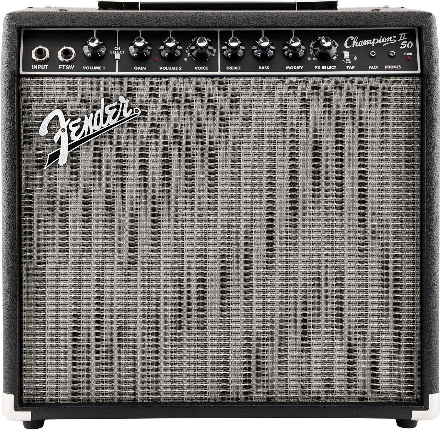 Fender Champion II 50, Combo Guitar Amp, 50W, 12" Speaker, with Built-In Effects and Amp Models, Ideal for Practice & Stage