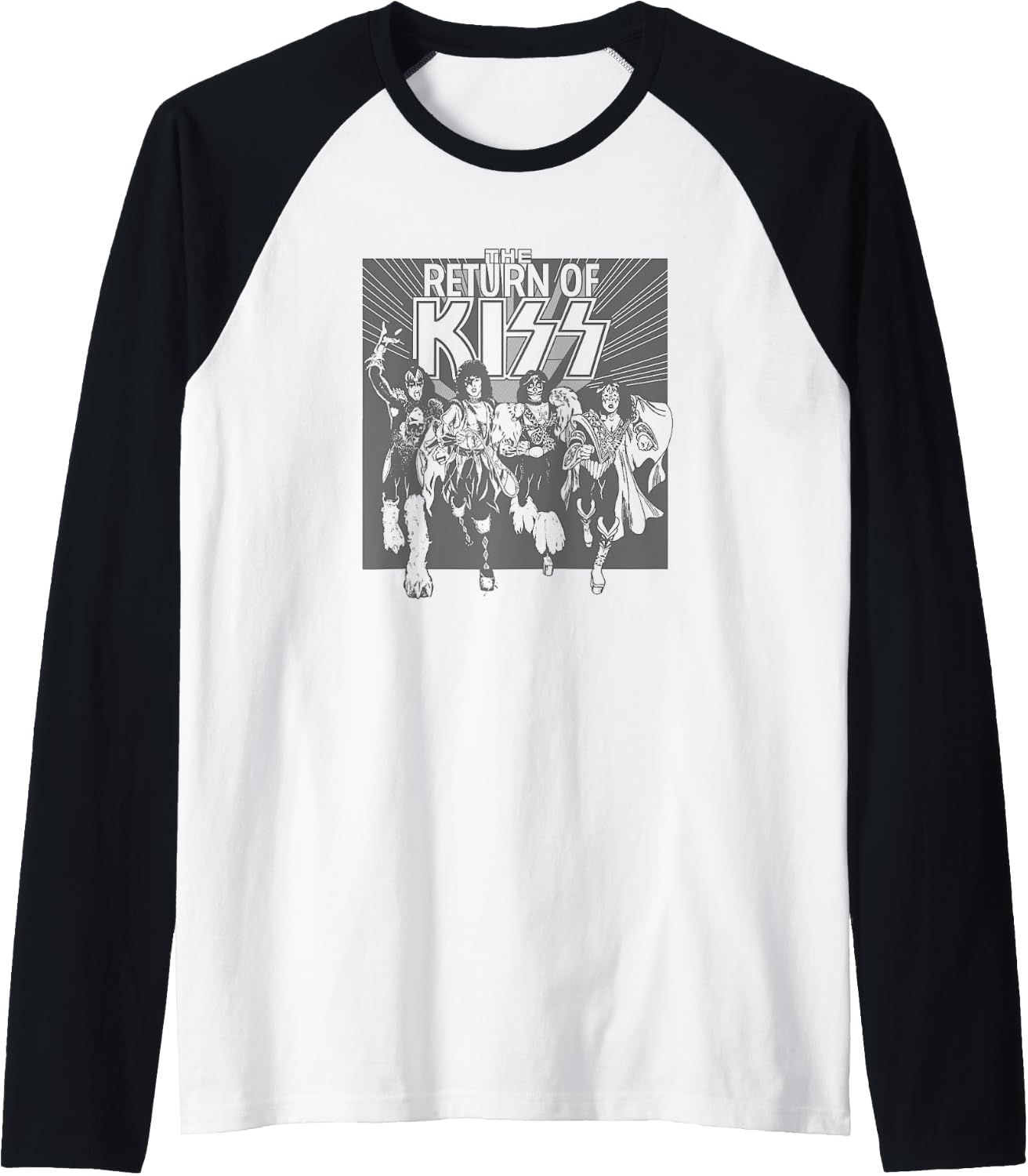 KISS - Return of KISS Black & White Raglan Baseball Tee