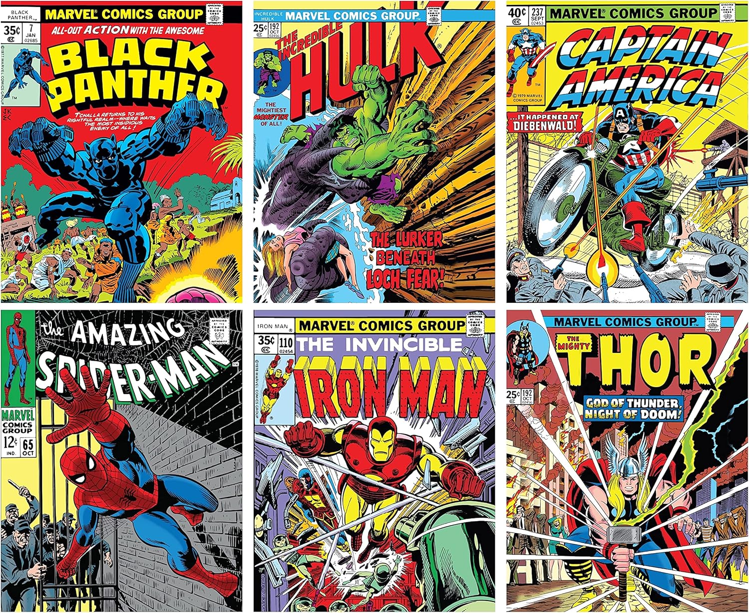 Superhero Wall Art – Superhero Vintage Comic Books Decor Unframed Set of 6 Prints, 8x10 Inch, Super Heroes Poster Room Decor, Vintage Posters for Kids Adults Boys Bedroom (Yellow)