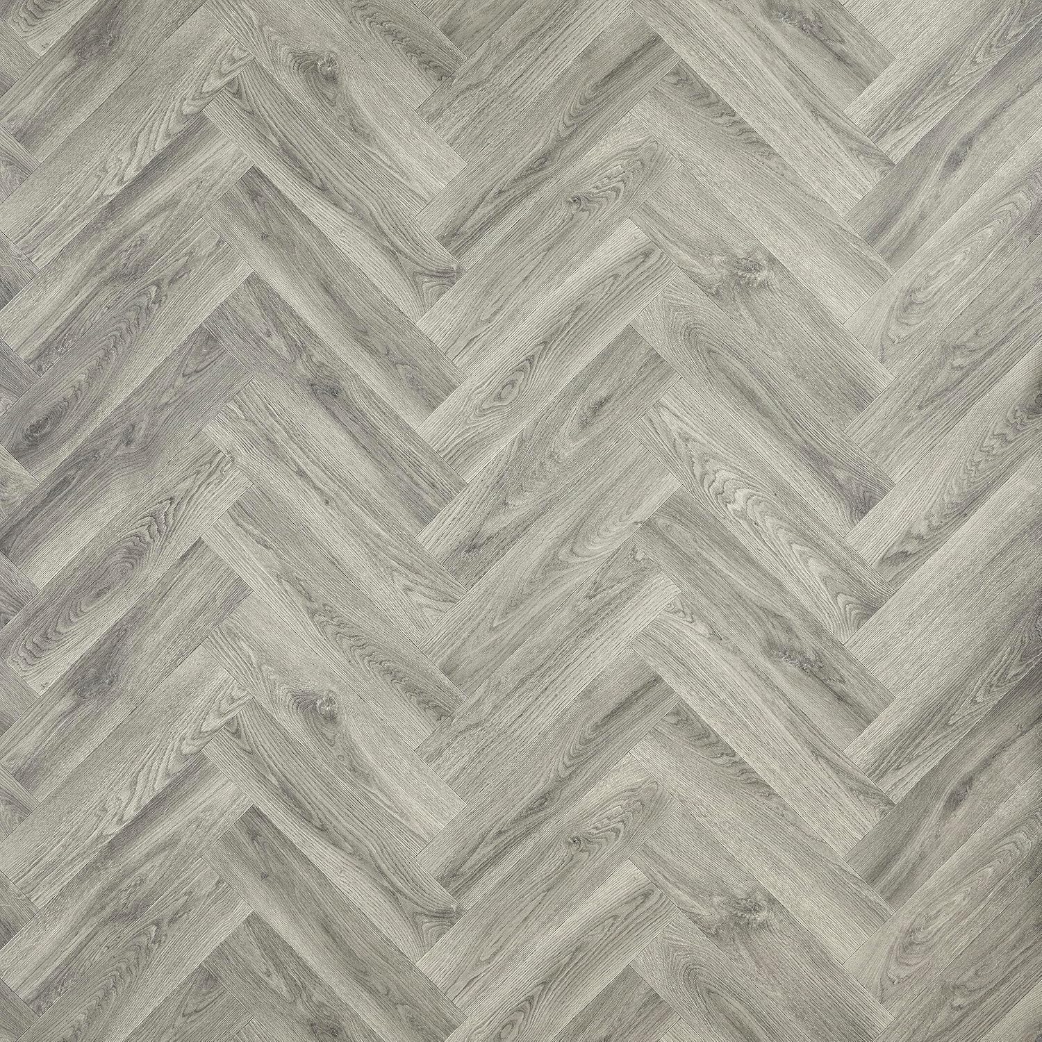 Best4flooring Grey Herringbone Wood Effect Cushioned Vinyl Flooring Light Oak Grey Lino Flooring For Bedroom Bathroom Lounge Non Slip Hard Wearing 2m x 2m