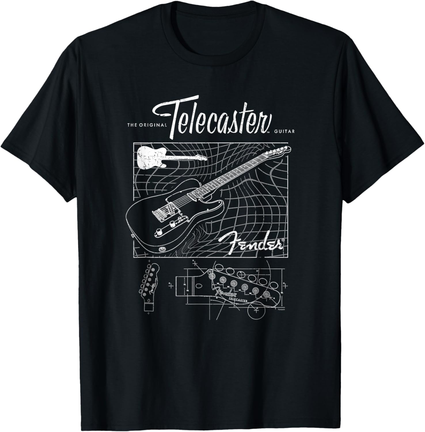 Fender The Original Telecaster Guitar Schematic Poster T-Shirt